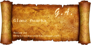 Glanz Avarka névjegykártya